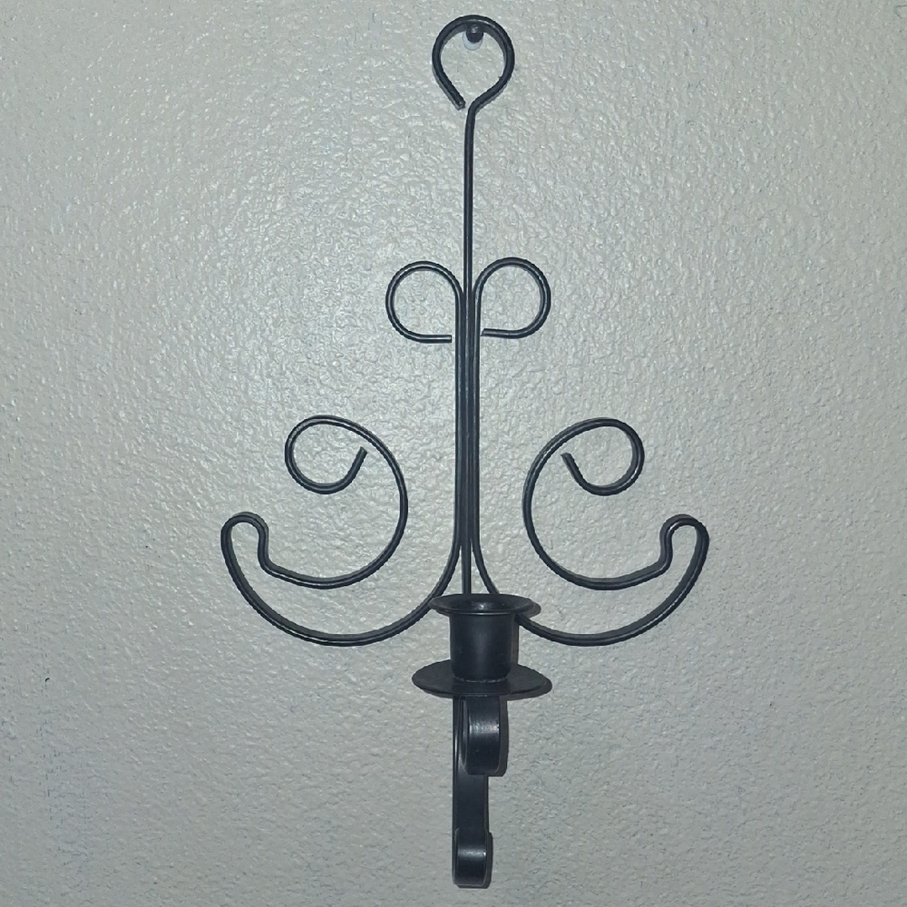 Black Wrought Iron Wall Candle Holder